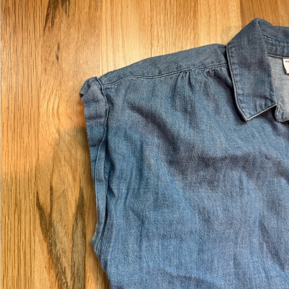 Sleeveless Denim Shirt Dress - Blue - Picture 3 of 4